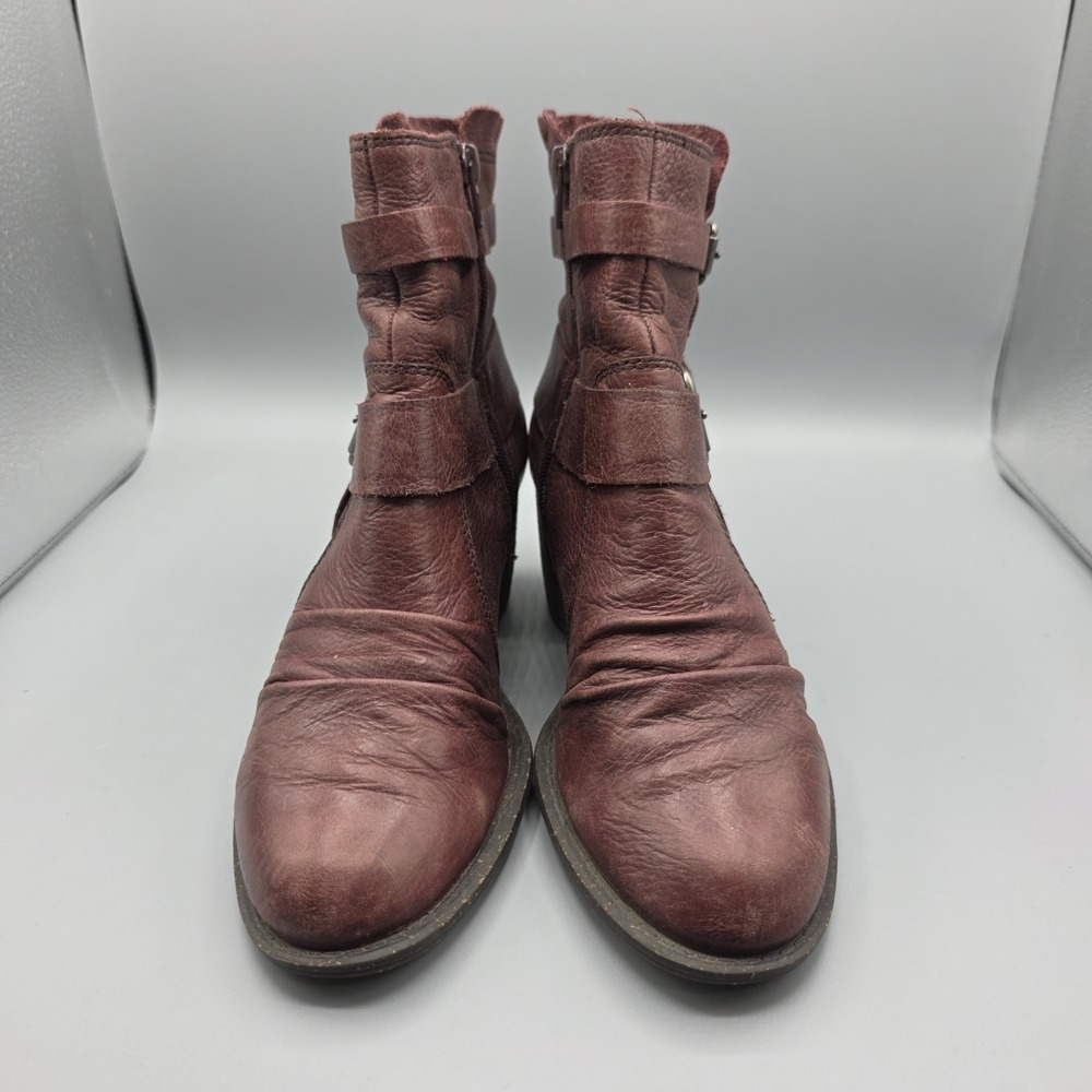 Naya Virtue Boots Women 8 Oxblood Bordo Leather Ankle Western Boho Anthropologie - Picture 3 of 14